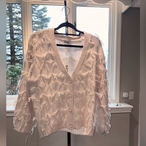 Fringe V-neck Cardigan Sweater